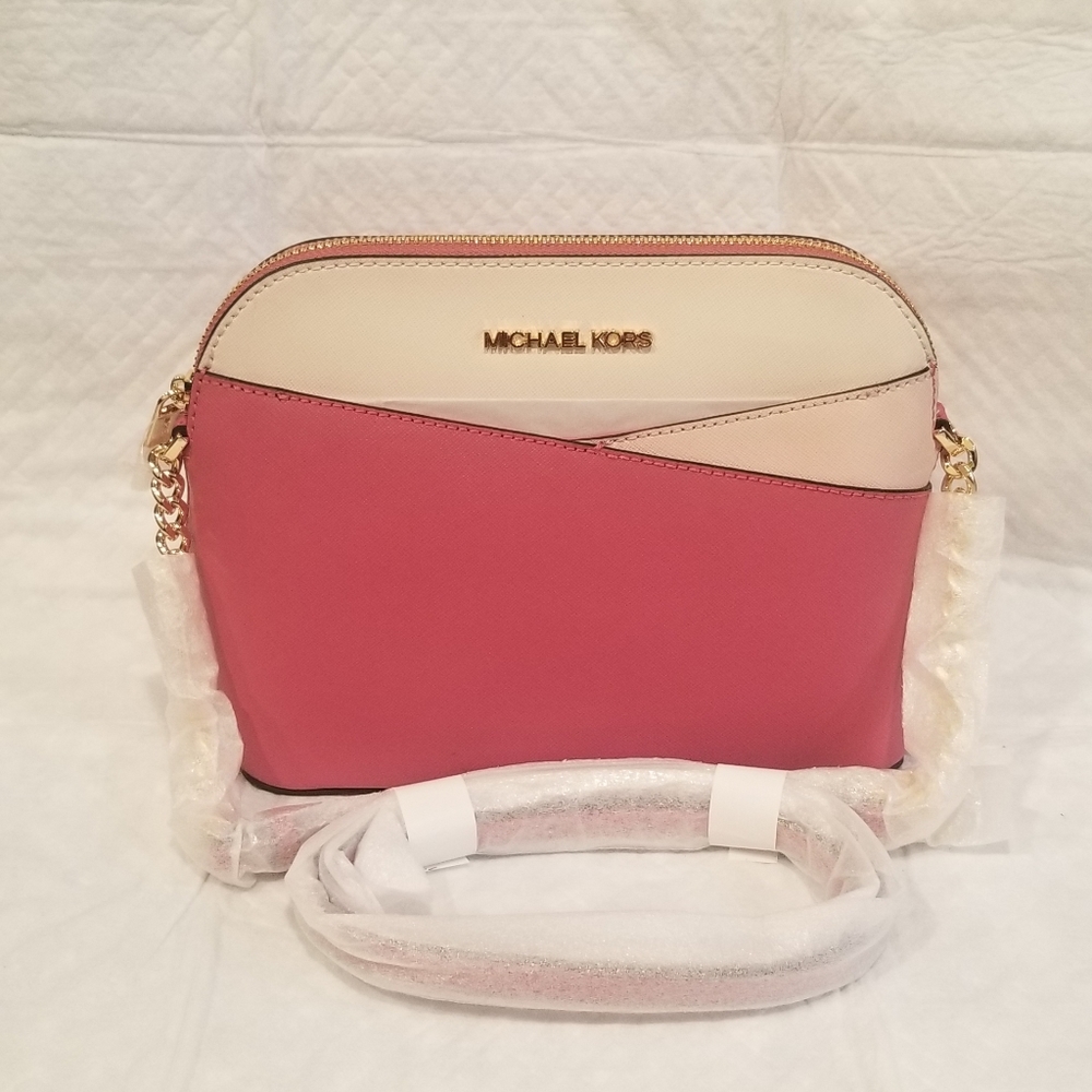 Michael Kors Jet Set Travel Medium Dome Crossbody Bag Rosewood NWT 35H1GTVC6L1